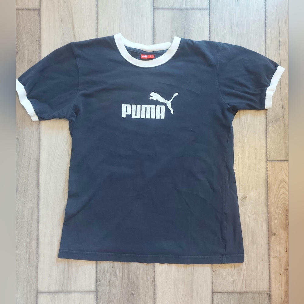 Puma Black/white Logo tee shirt men's medium